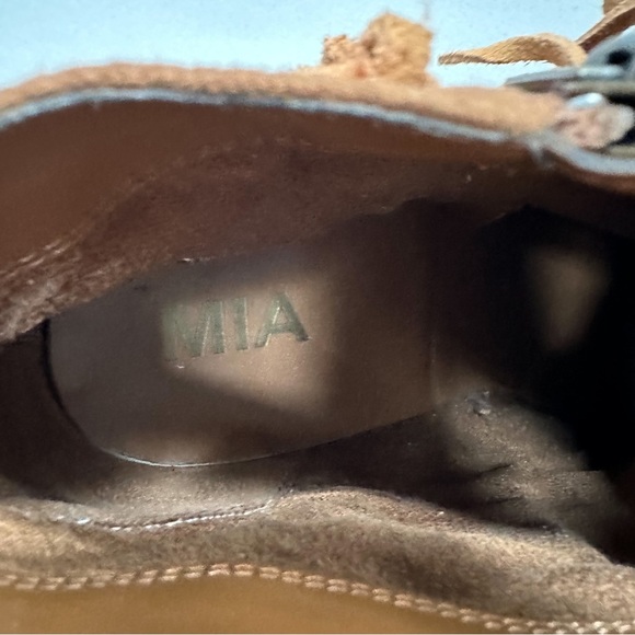 MIA Lissa chestnut brown fringe zipper heeled booties ankle boots, women’s 8.5 - Picture 6 of 10